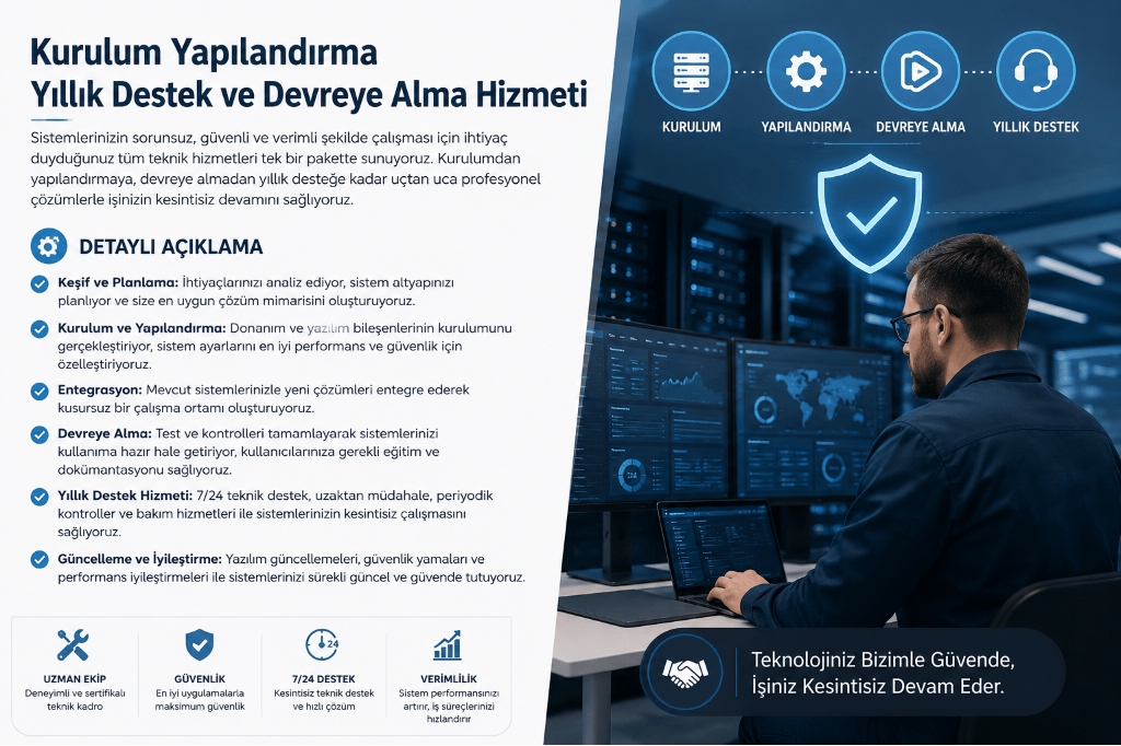DESTEK-Kurulum, Yapılandırma, Yıllık Destek ve Devreye Alma Hizmeti DESTEK-Kurulum, Yapılandırma, Yıllık Destek ve Devreye Alma Hizmeti