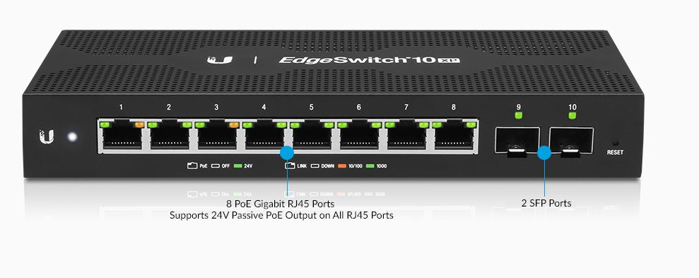 -UBNT-ES-10XP - UBNT Edge Switch 10XP 8 Port Gigabit POE yönetilebilir Switch