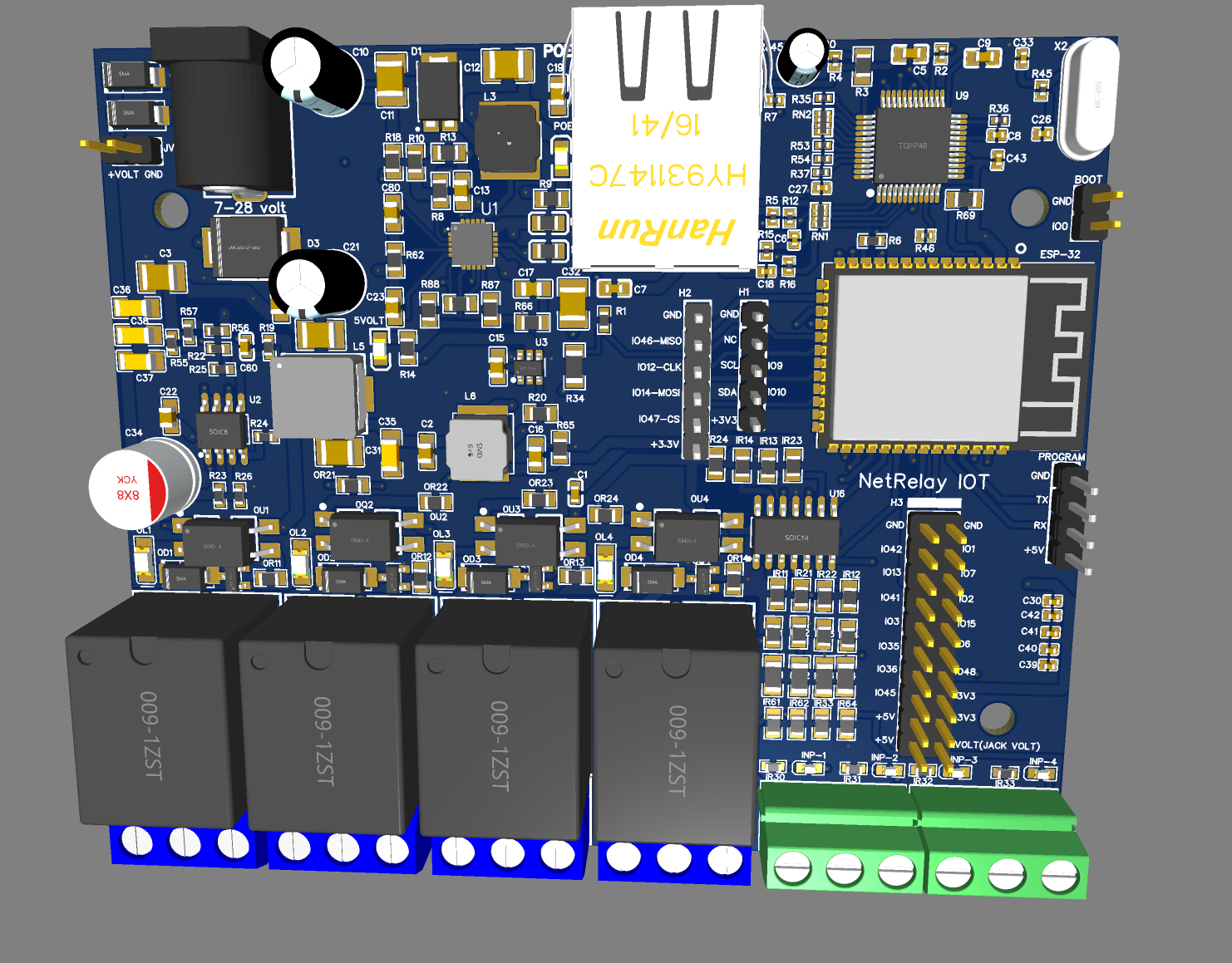NR001-NetRelay IoT Development Board 4 Röle (PoE-Ethernet-WiFi Lan Relay) Geliştirme Kartı NR001-NetRelay IoT Development Board 4 Röle (PoE-Ethernet-WiFi Lan Relay) Geliştirme Kartı
