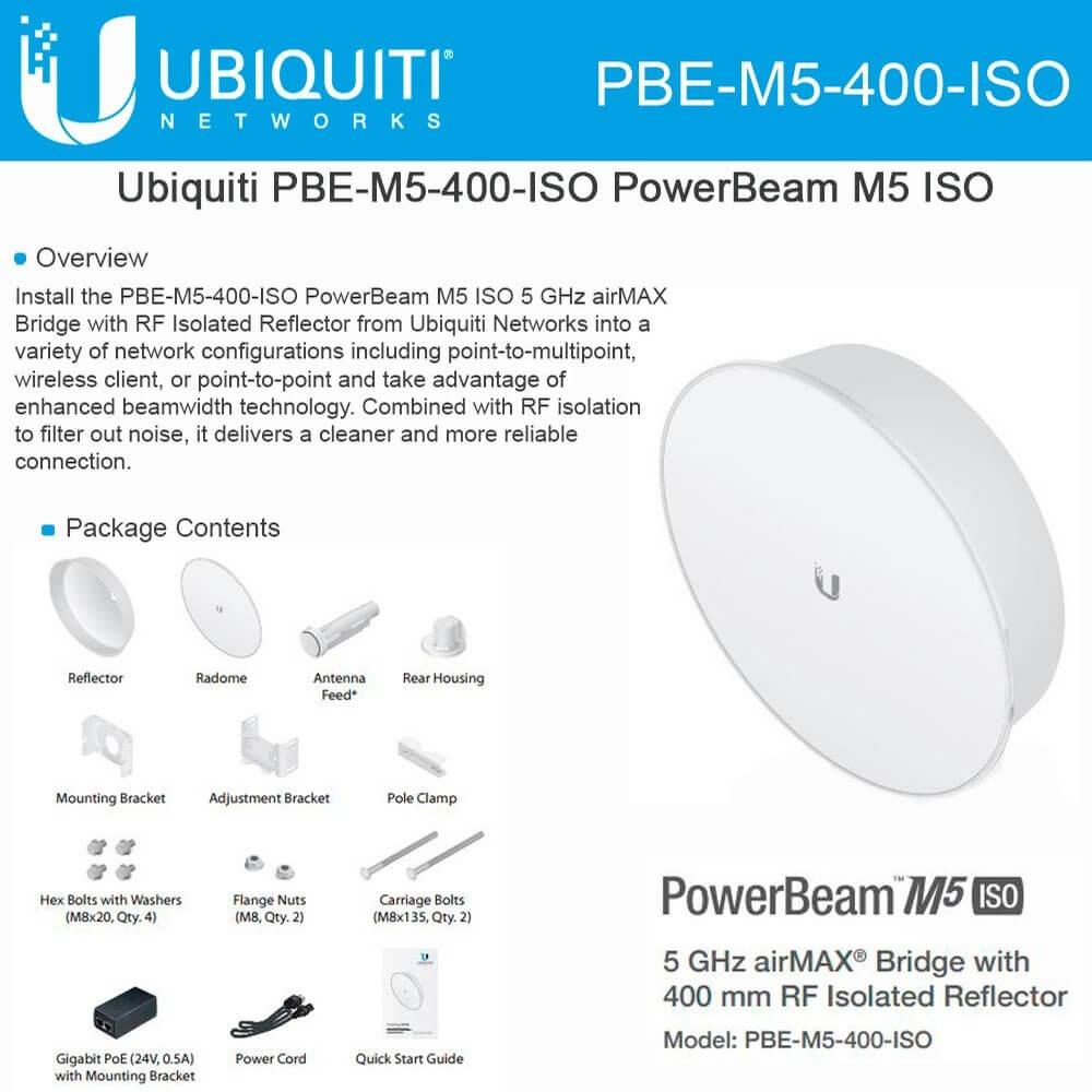 PBE-M5-400-ISO-Ubnt Ubiquiti PBE-M5-400-ISO PowerBeam M5 400 ISO 25dBi 300Mbps PTP AP 