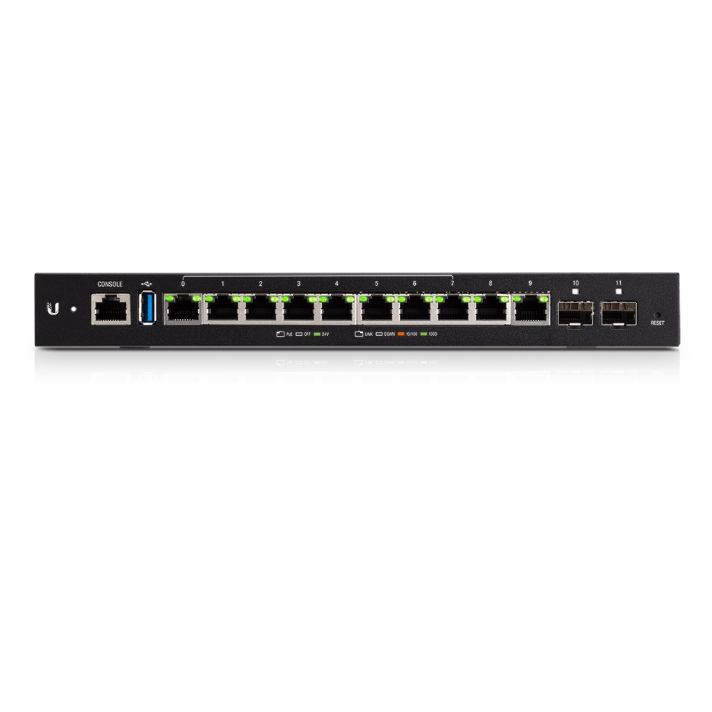-UBNT EdgeRouter 12P (ER-12P) – 10 Gigabit RJ45, 2 SFP ve 24V Pasif PoE Destekli Router, Güçlü Ağ Router