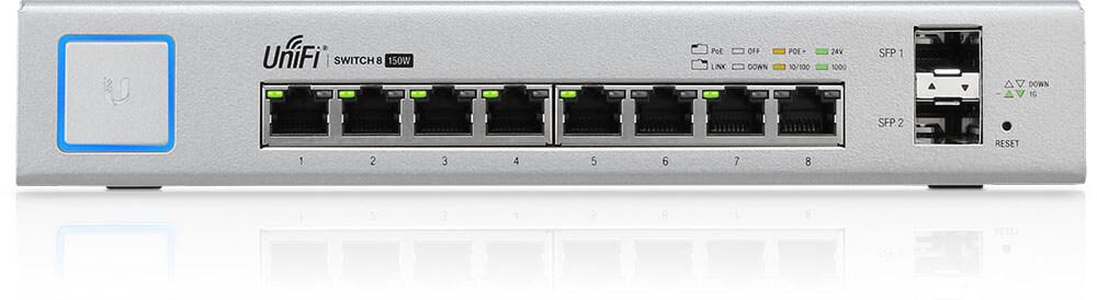 UBNT US-8-150W Unifi Ubnt US-8-150W UniFi Switch 8 Port 150W PoE+ Layer3 Switch  ürün görseli 1 - wifidepo